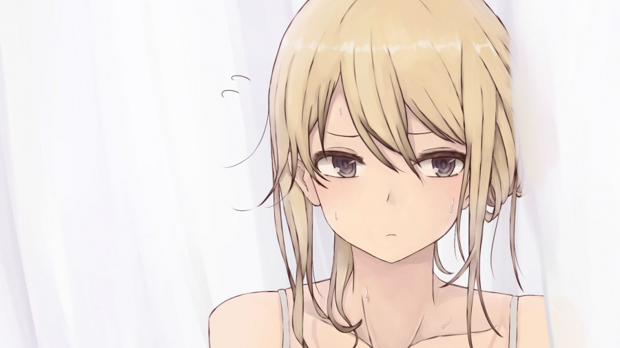 Anime girl blonde hair brown eyes